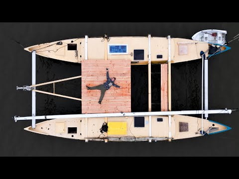 I Built A Deck for My Illegally Anchored Boat (So I can move it)| Wildling Sailing