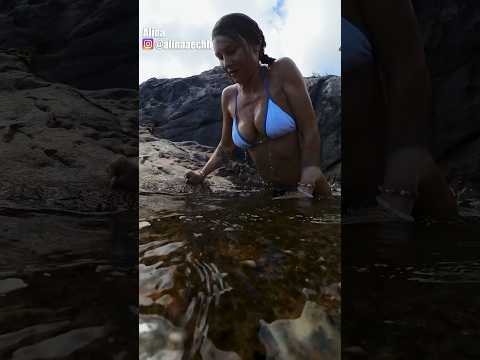 Cliff diving in a string bikini! #bikini #cliffdiving #wow