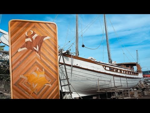 From SALVAGED wreck to DREAMY floating home (building the salon table out of scrap wood)