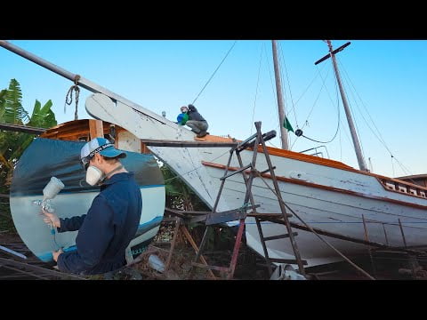 Wooden boat rebuild: getting ready to PAINT and run the ENGINE! — Sailing Yabá 144