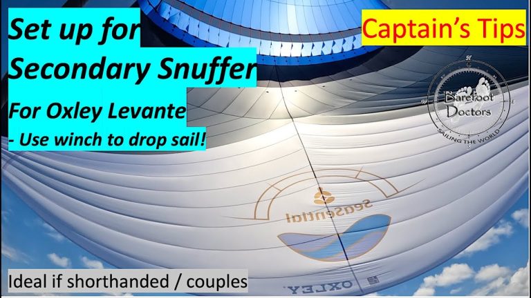 Oxley Secondary snuffer set up - douse sail with winches! Ideal for couples and in squalls....