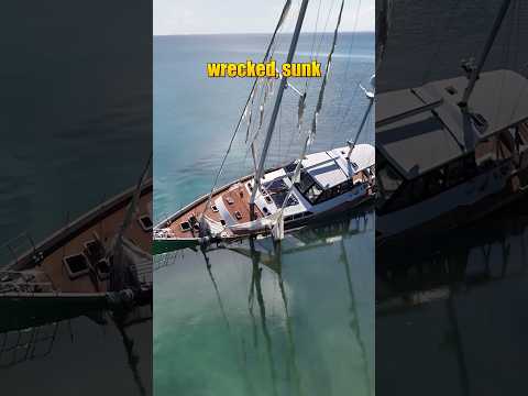 We boarded a wrecked and sunk yacht just like real pirates #yacht #abandoned #pirates