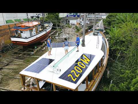 Restored BOAT charged for Adventure: Solar Panels installation & Launch Prep — Sailing Yabá 199