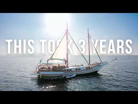 Hoisting the SAILS on our restored BOAT — Sailing Yabá 216