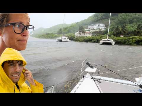 Riding out Record Breaking HURRICANE BERYL on our Catamaran in Grenada Mangroves (ONE HOUR Extended)