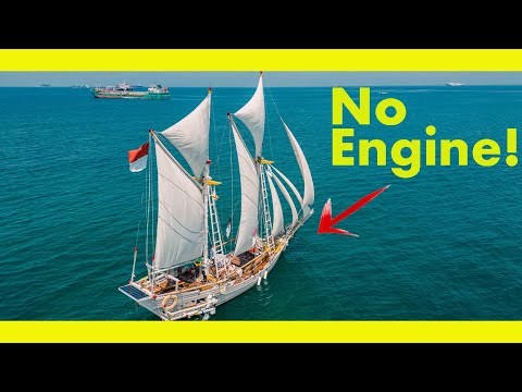 Sailing a Traditional Indonesian wooden ship (NO ENGINE). (episode 283)